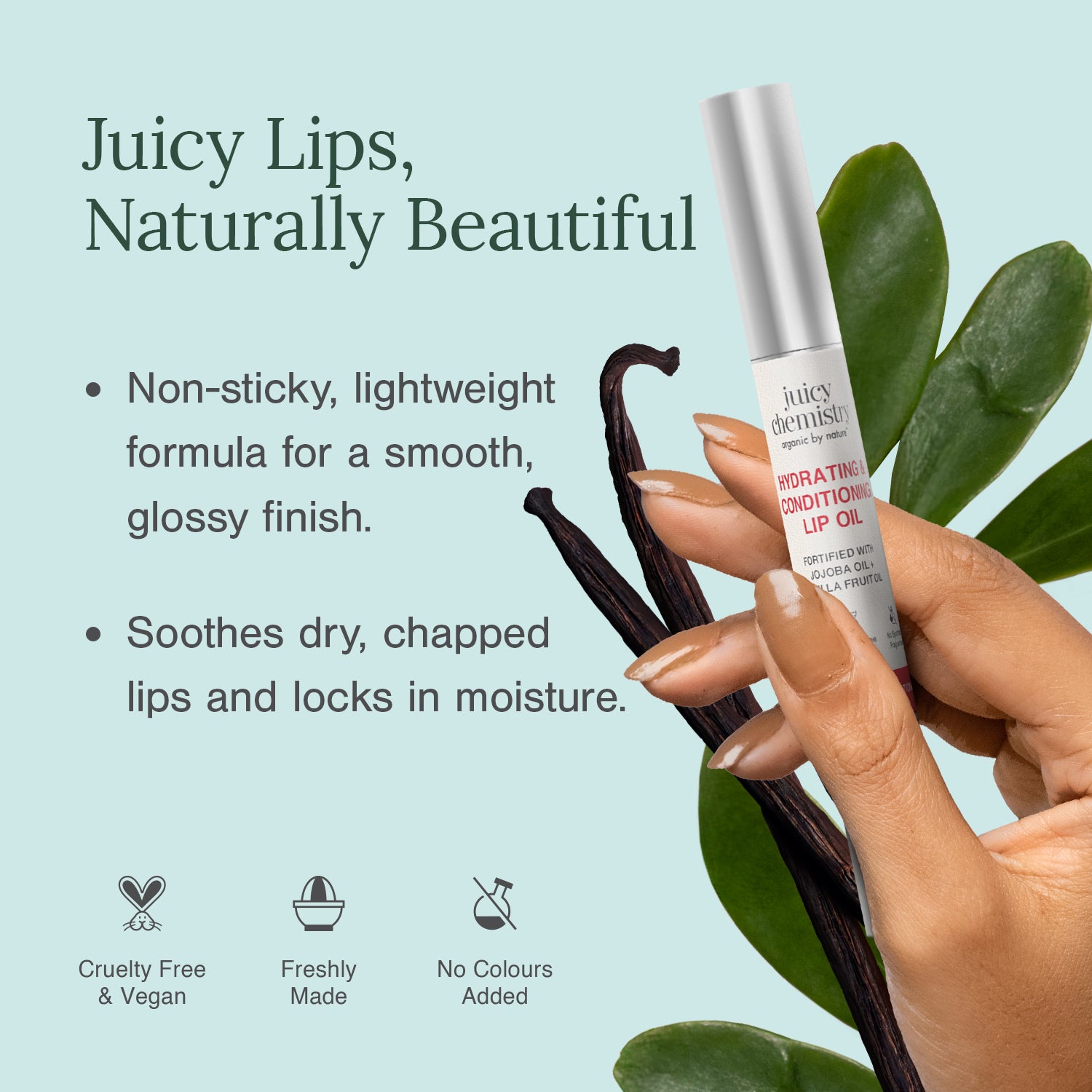 Hydrating & Conditioning Lip Oil Fortified with Jojoba Oil + Vanilla Fruit Oil