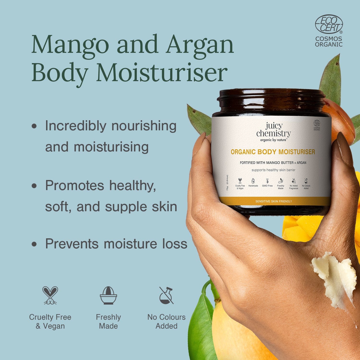 Organic Body Moisturiser Fortified with Mango Butter + Argan