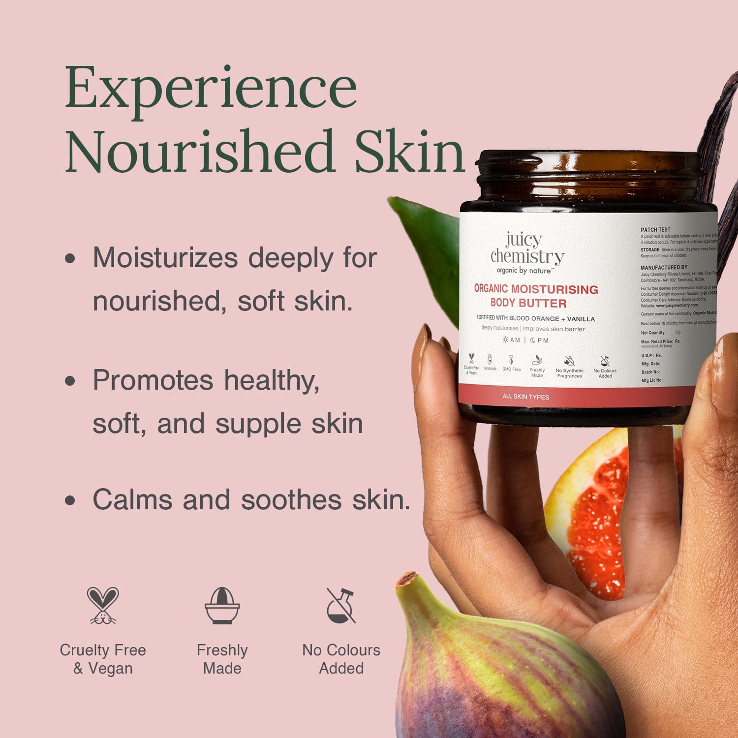 Organic Moisturising Body Butter Fortified with Blood Orange + Vanilla