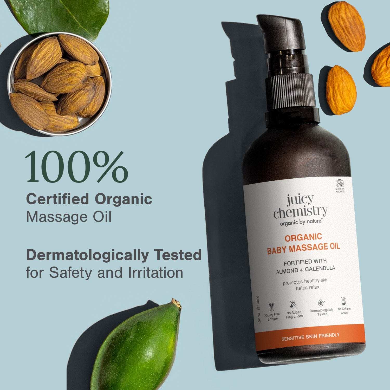 Organic Baby Massage Oil Fortified with Almond + Calendula