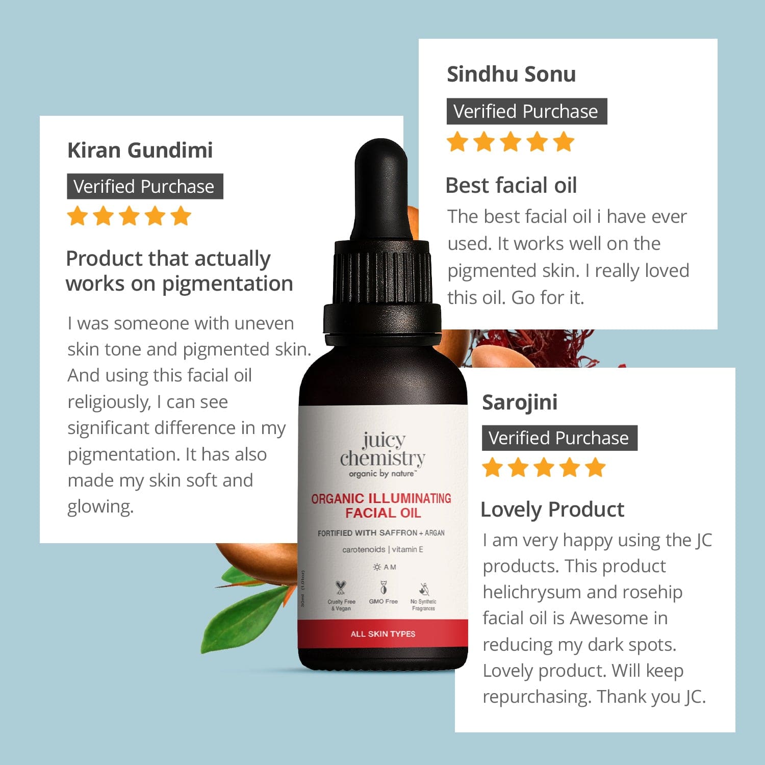 Organic Illuminating Facial Oil Fortified with Saffron + Argan