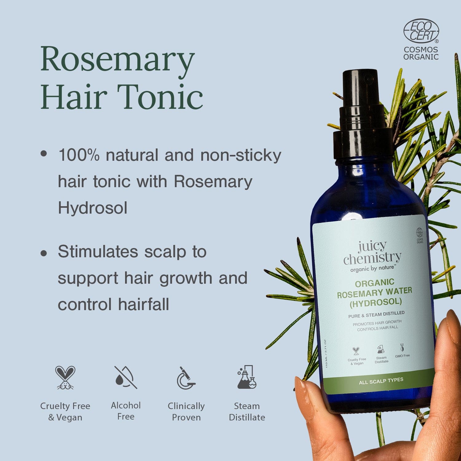 Organic Rosemary Water (Hydrosol)