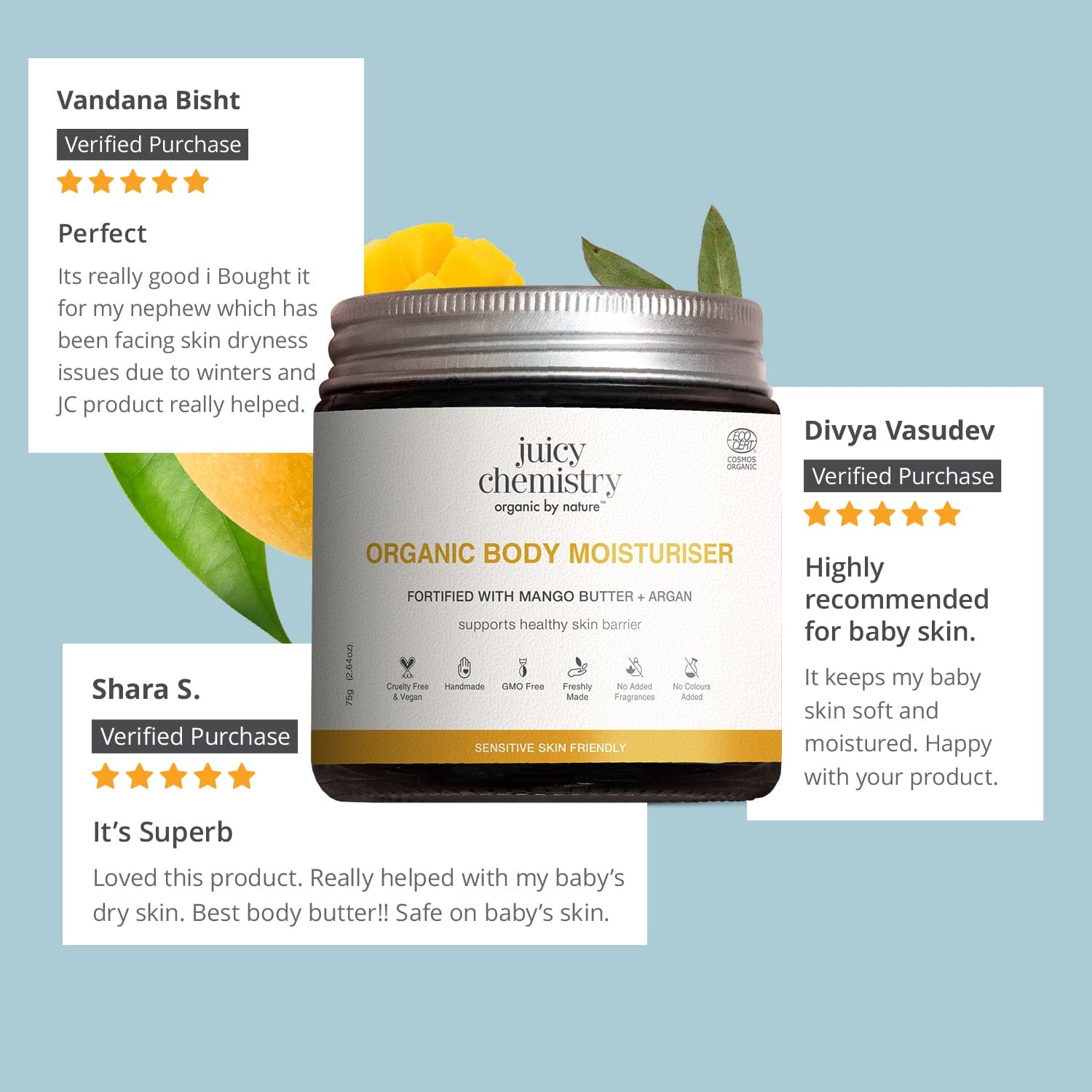 Organic Body Moisturiser Fortified with Mango Butter + Argan