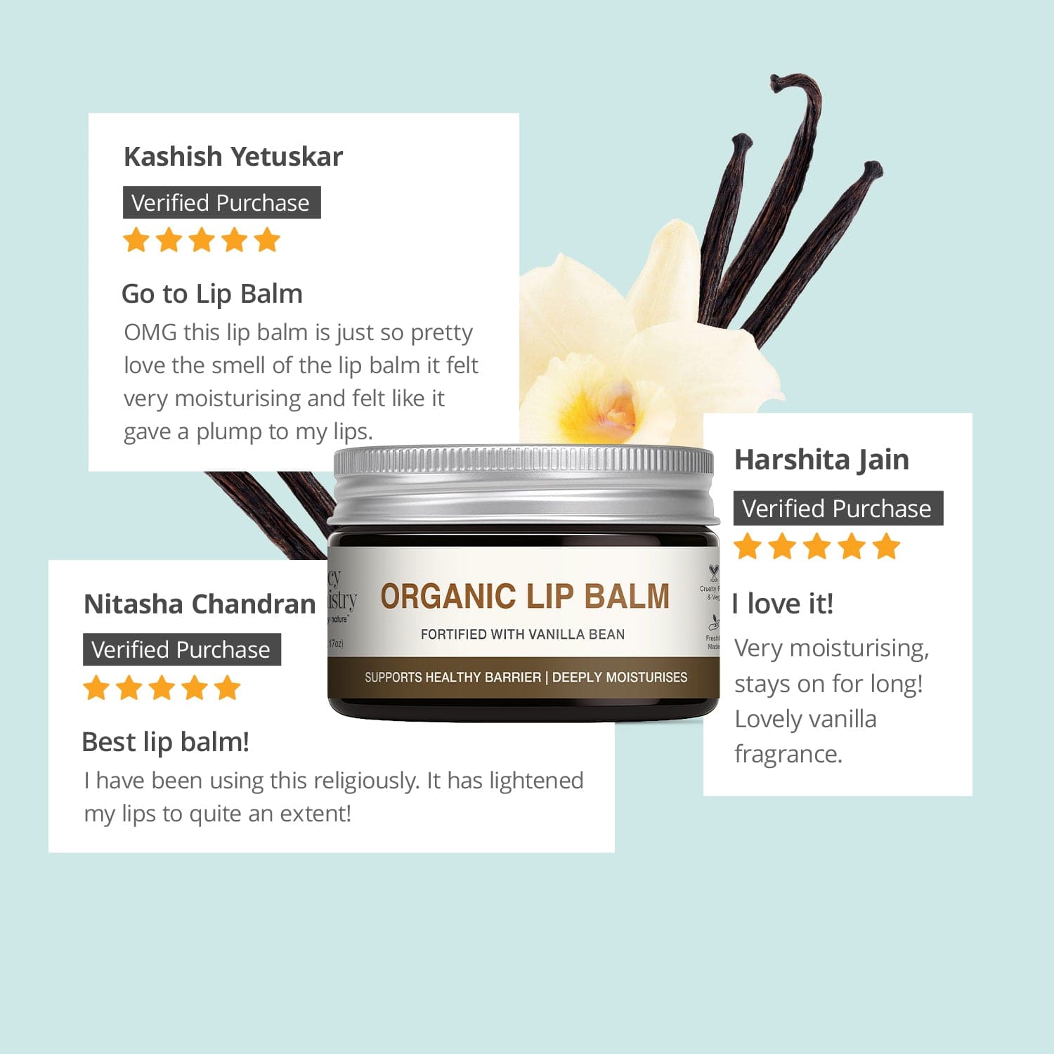 Organic Lip Balm Fortified with Vanilla Bean