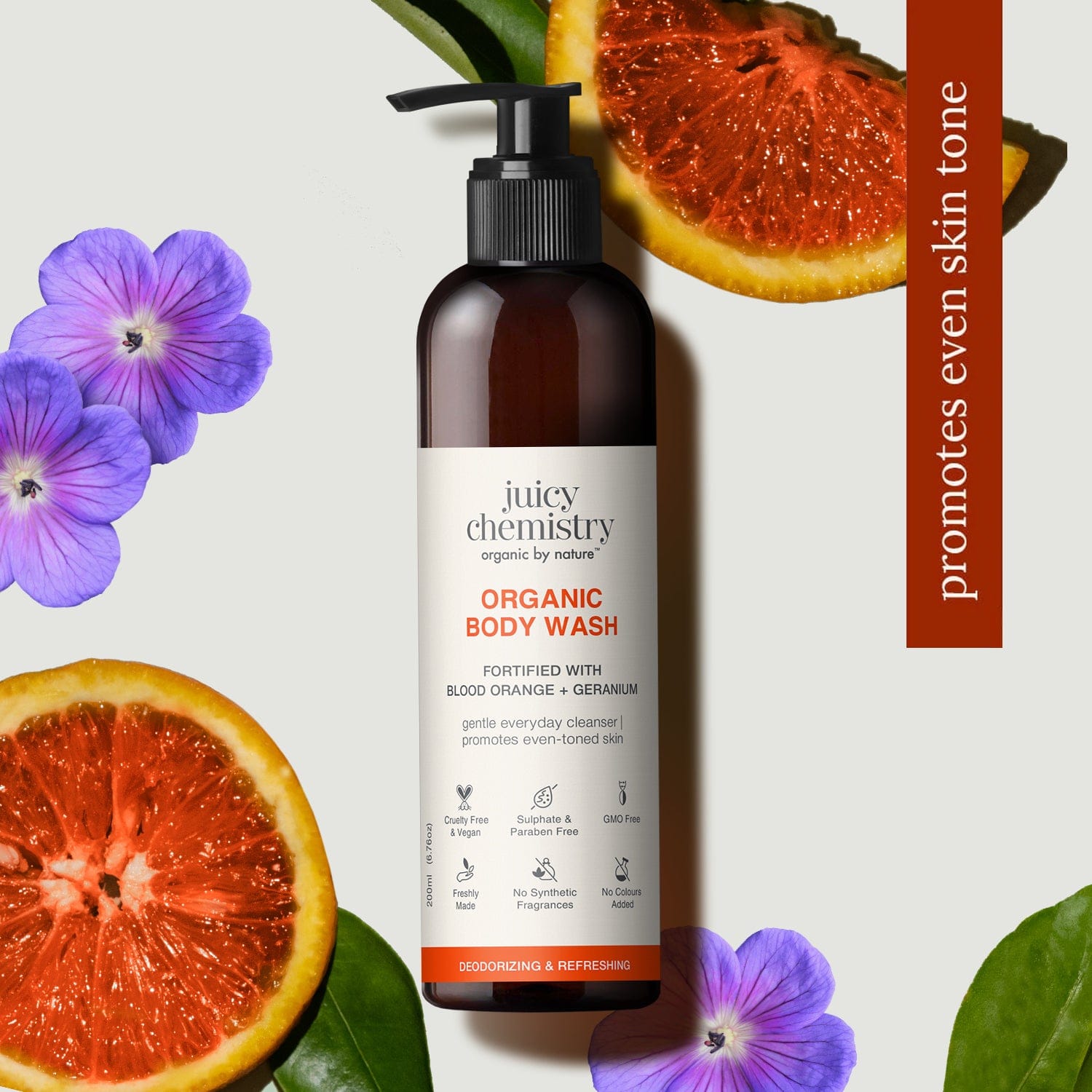 Organic Body Wash Fortified with Blood Orange + Geranium