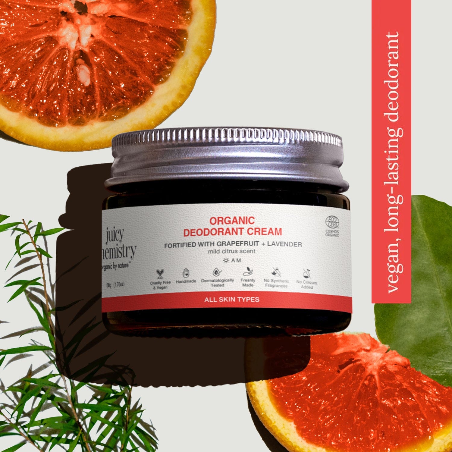 Organic Deodorant Cream Fortified with Grapefruit + Lavender