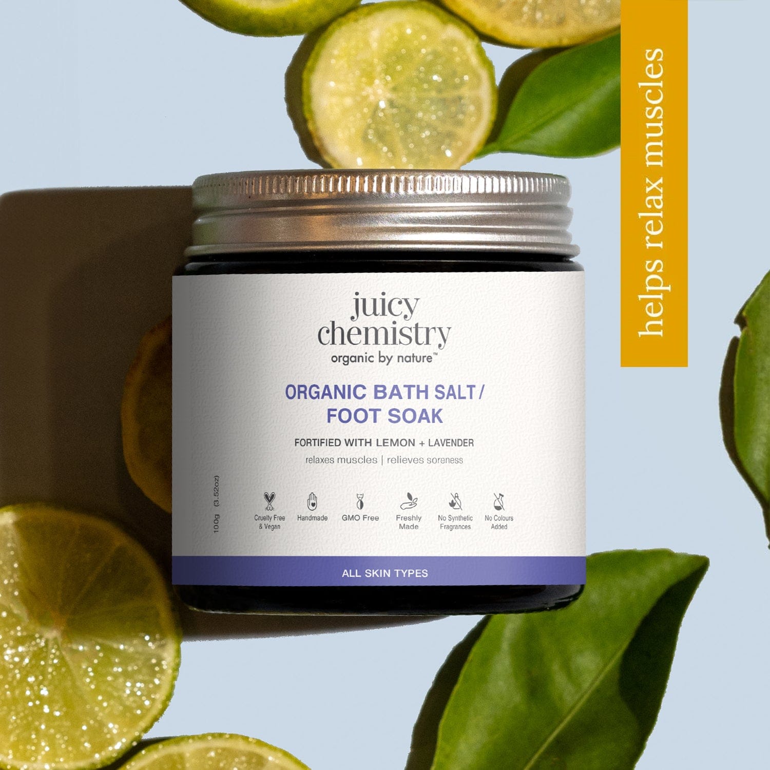 Organic Bath Salt/Foot Soak Fortified with Lemon + Lavender