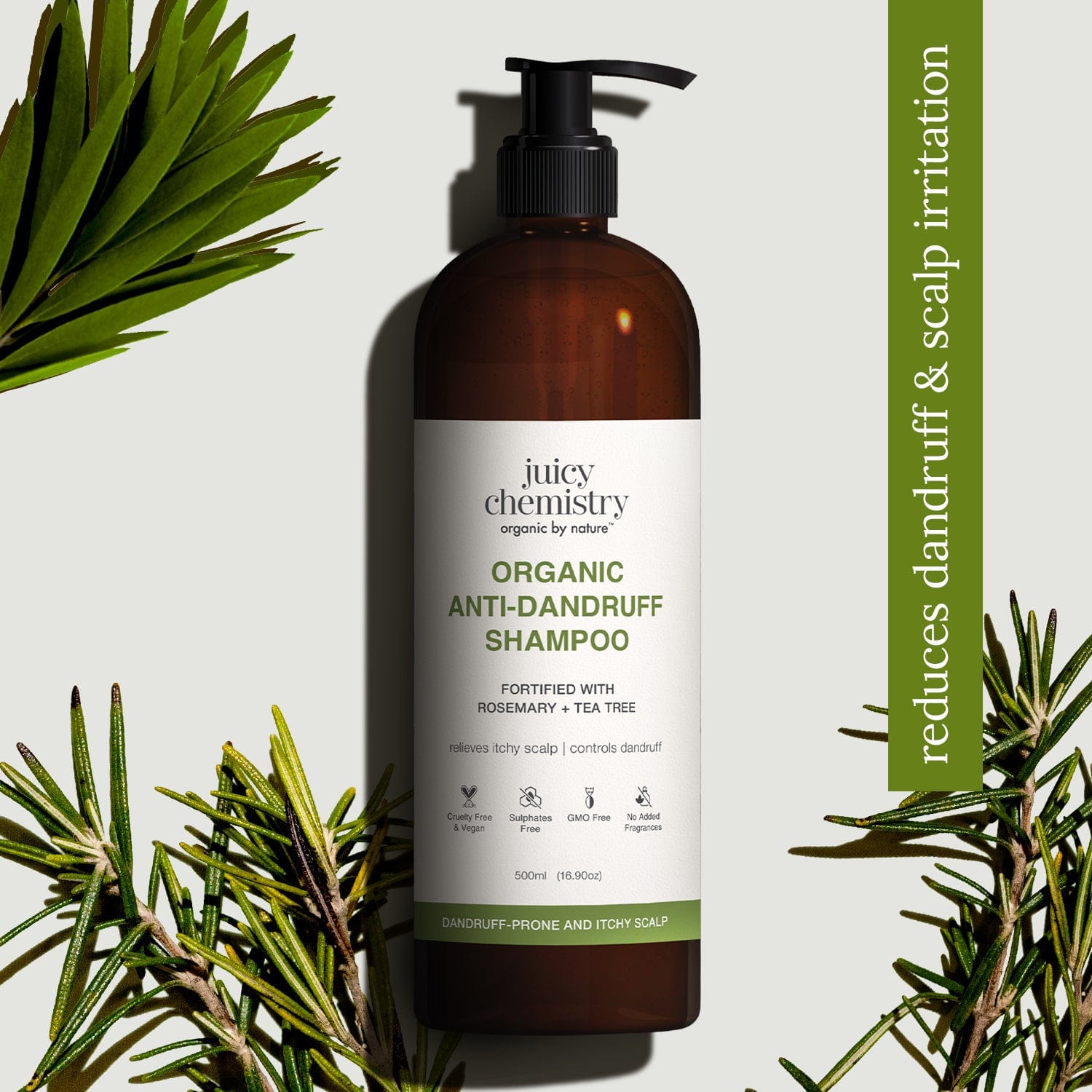 Organic Anti-Dandruff Shampoo Fortified with Rosemary + Tea Tree