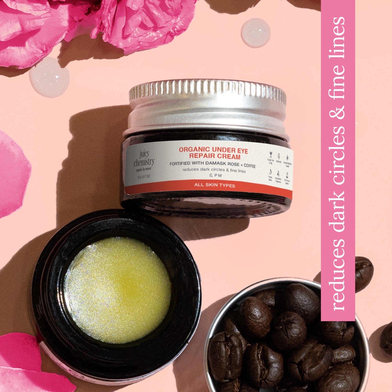 Damask Rose &amp; Coffee Organic Under Eye Cream for Dark Circles