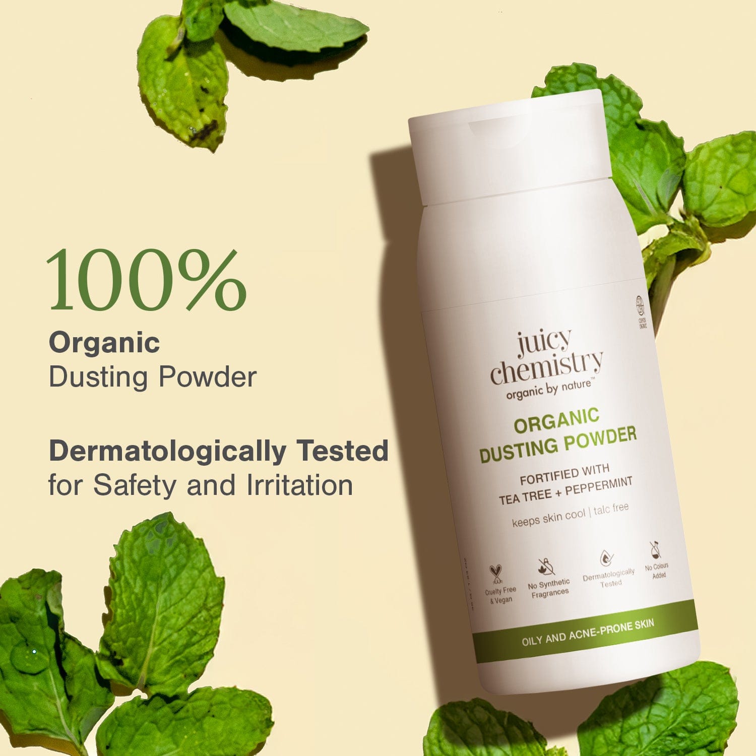 Organic Dusting Powder Fortified Tea Tree + Peppermint