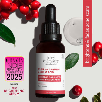 Juicy Chemistry 2% Alpha Arbutin and D-Gallic Acid Serum for dark spots