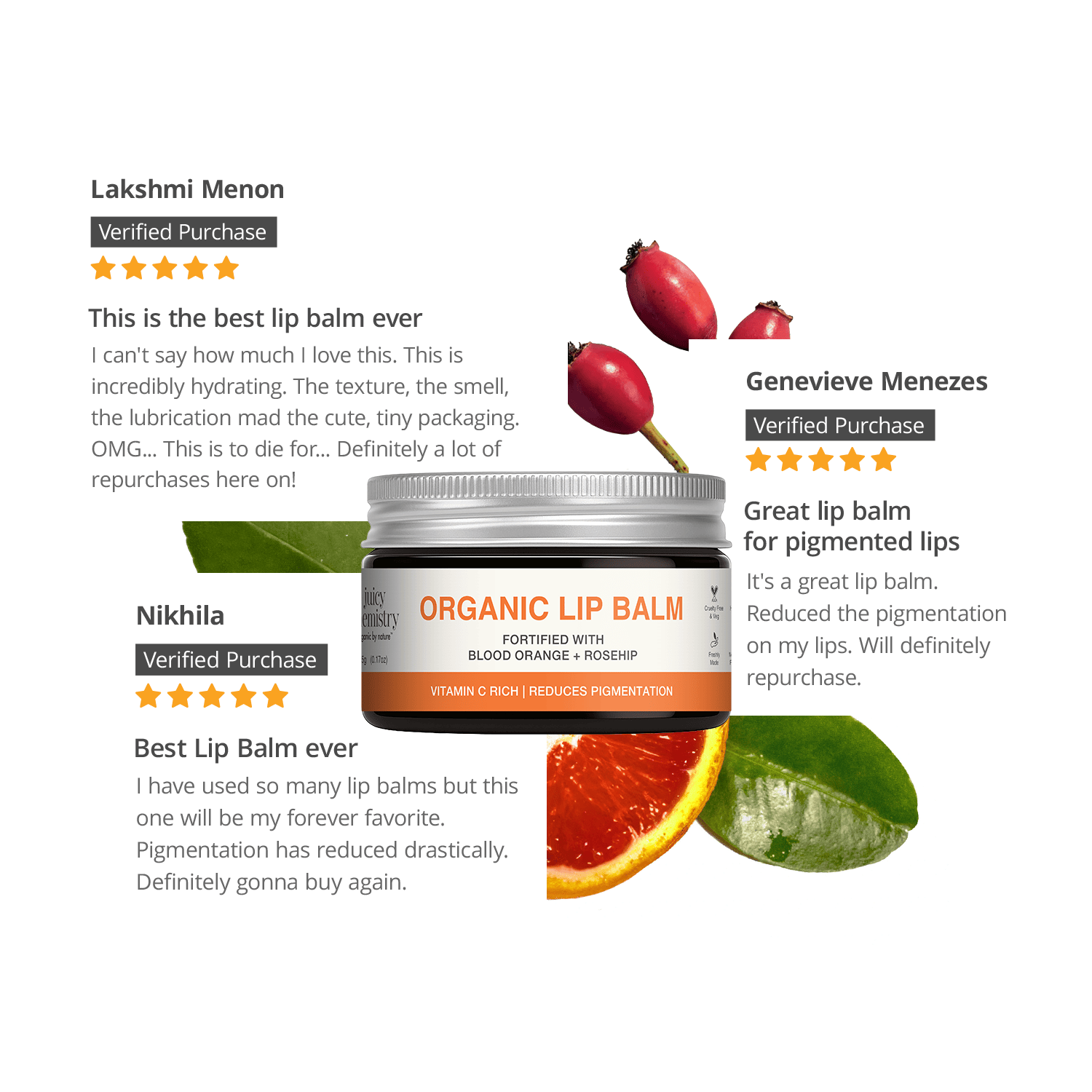 Organic Lip Balm Fortified with Blood Orange + Rosehip