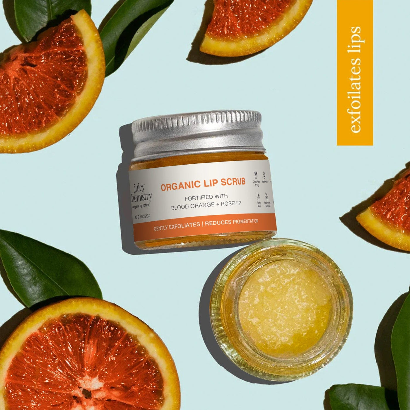 Organic Lip Scrub Fortified with Blood Orange + Rosehip