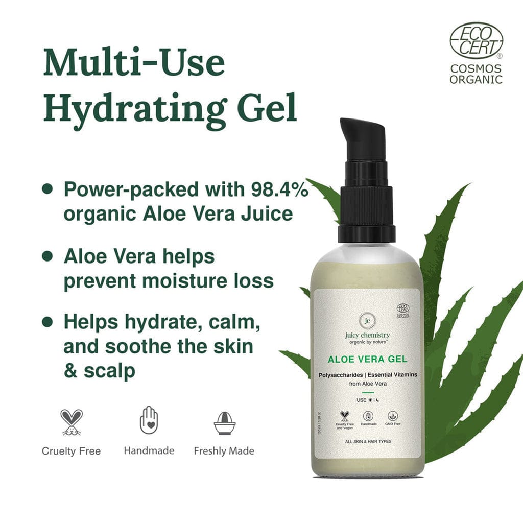 Certified Organic Aloe Vera Gel for Skin and Hair - Product Key Benefits