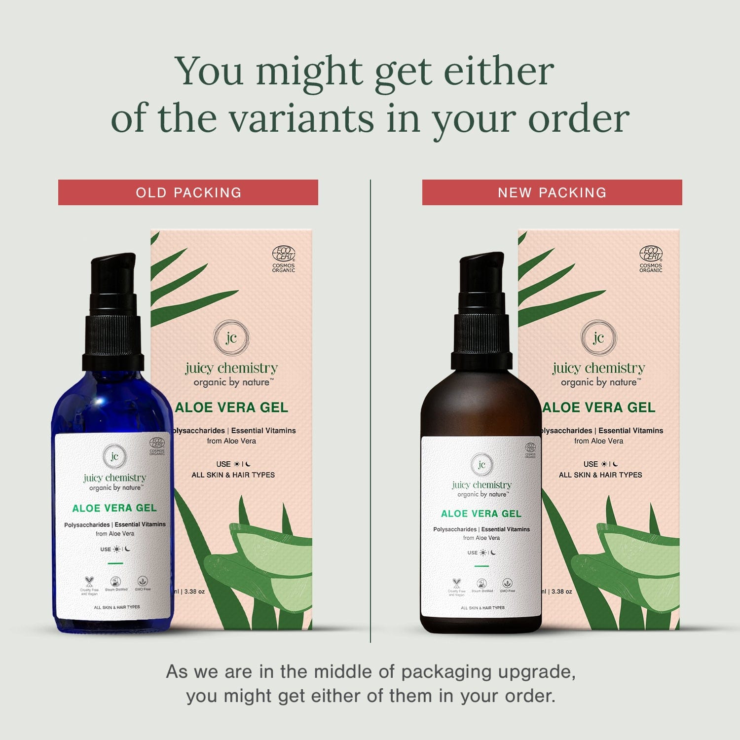 Certified Organic Aloe Vera Gel for Skin and Hair - Product Variants