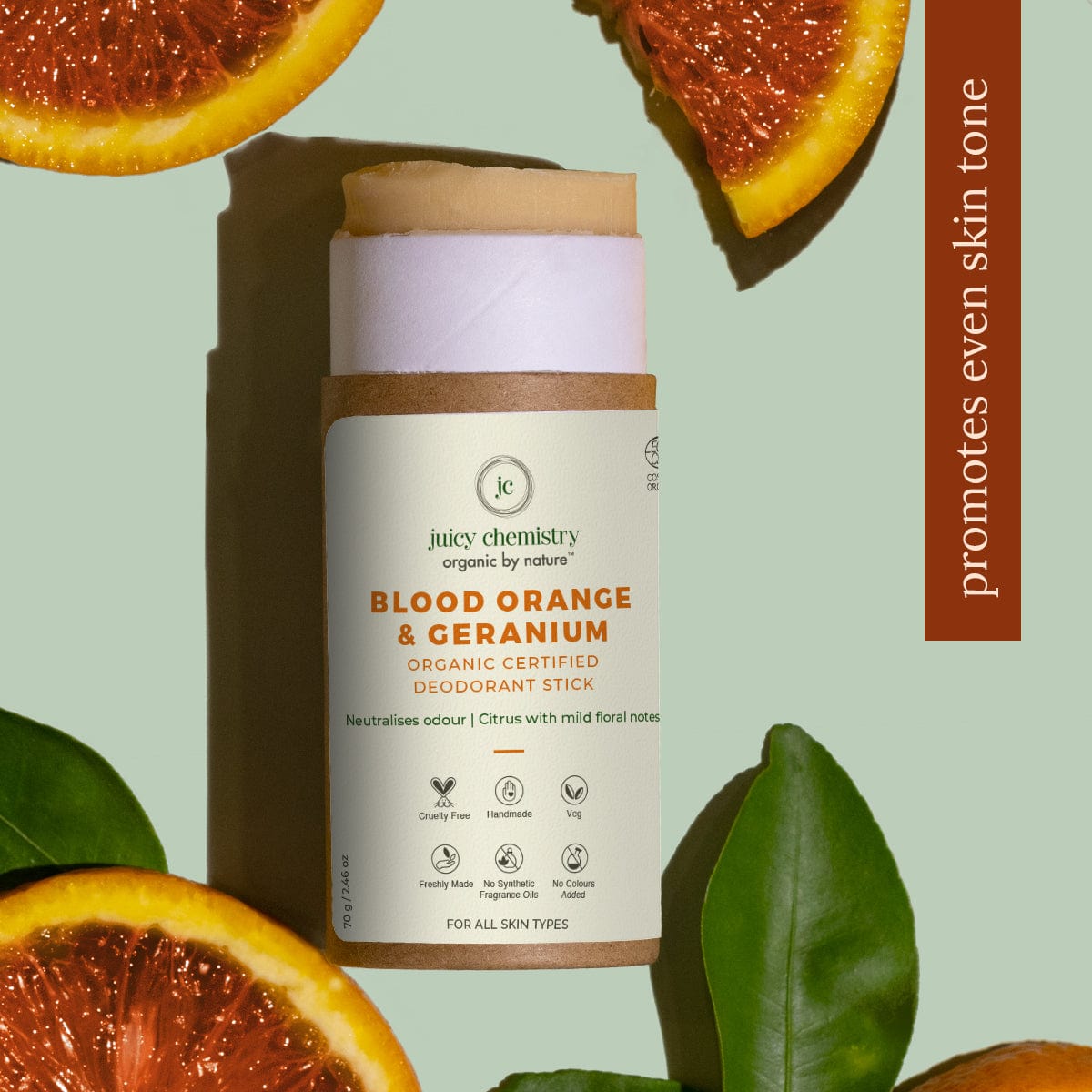 Certified Organic Blood Orange and Geranium Deodorant Stick