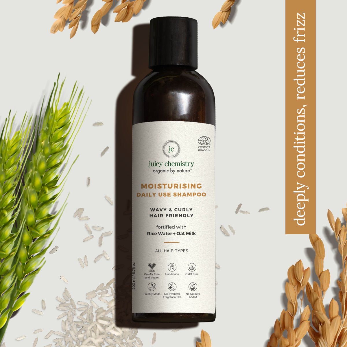 Certified Organic Moisturising Daily Use Shampoo for Dry and Frizzy Hair