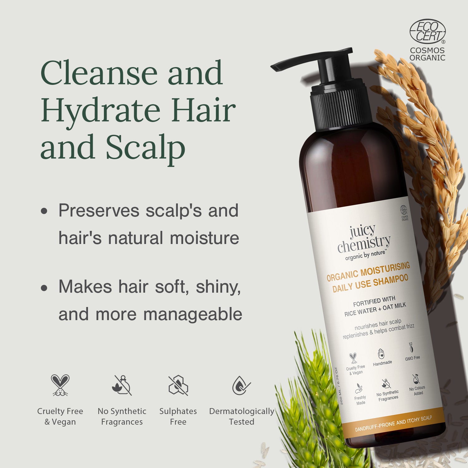 Certified Organic Moisturising Daily Use Shampoo