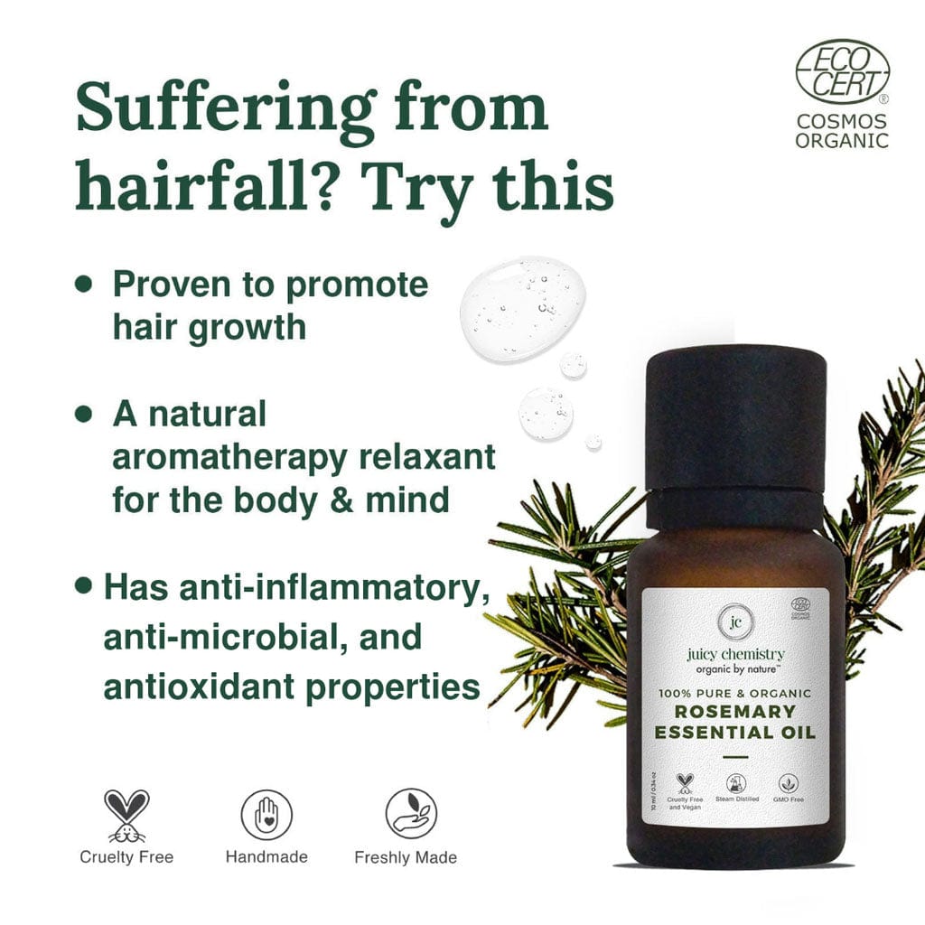 Certified Organic Rosemary Essential Oil for Hair and Skin - Product Benefits