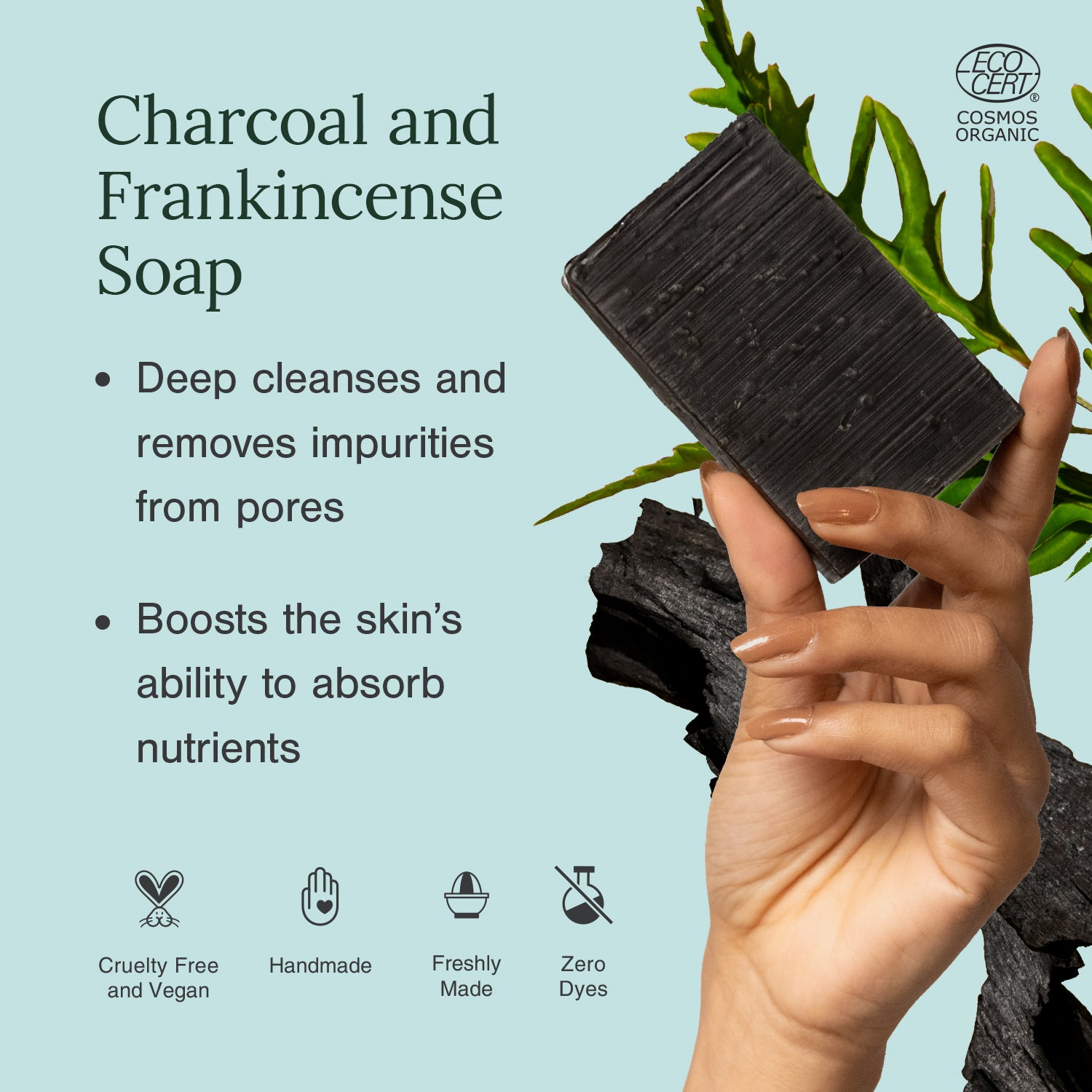 Ultra Moisturising & Luxury Soap Fortified with Charcoal + Frankincense