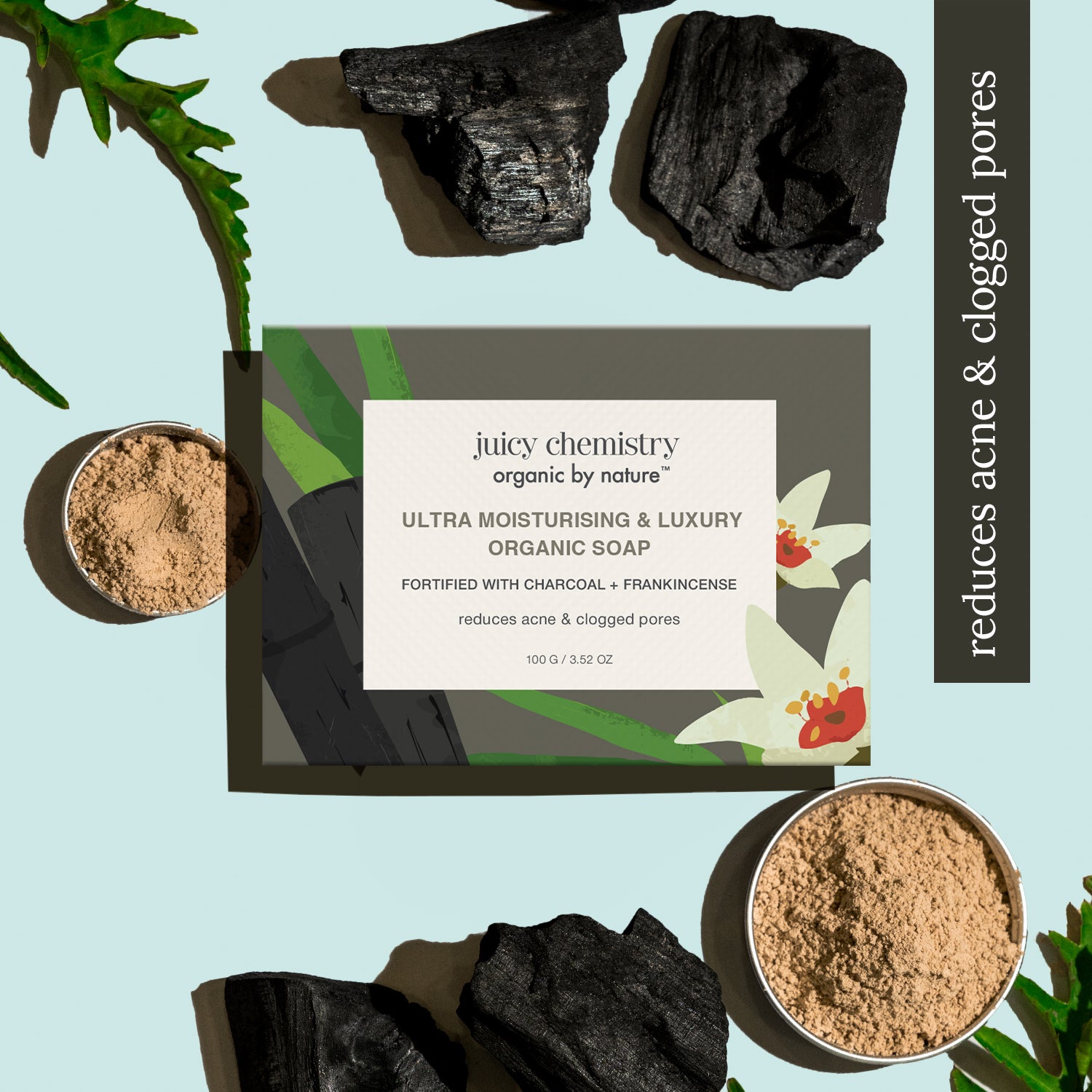 Ultra Moisturising & Luxury Soap Fortified with Charcoal + Frankincense