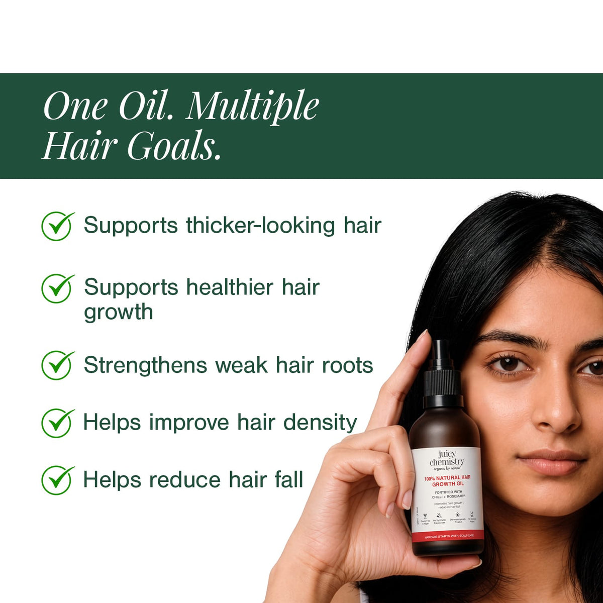100% Natural Hair Growth Oil with Chilli + Rosemary, 100 ml