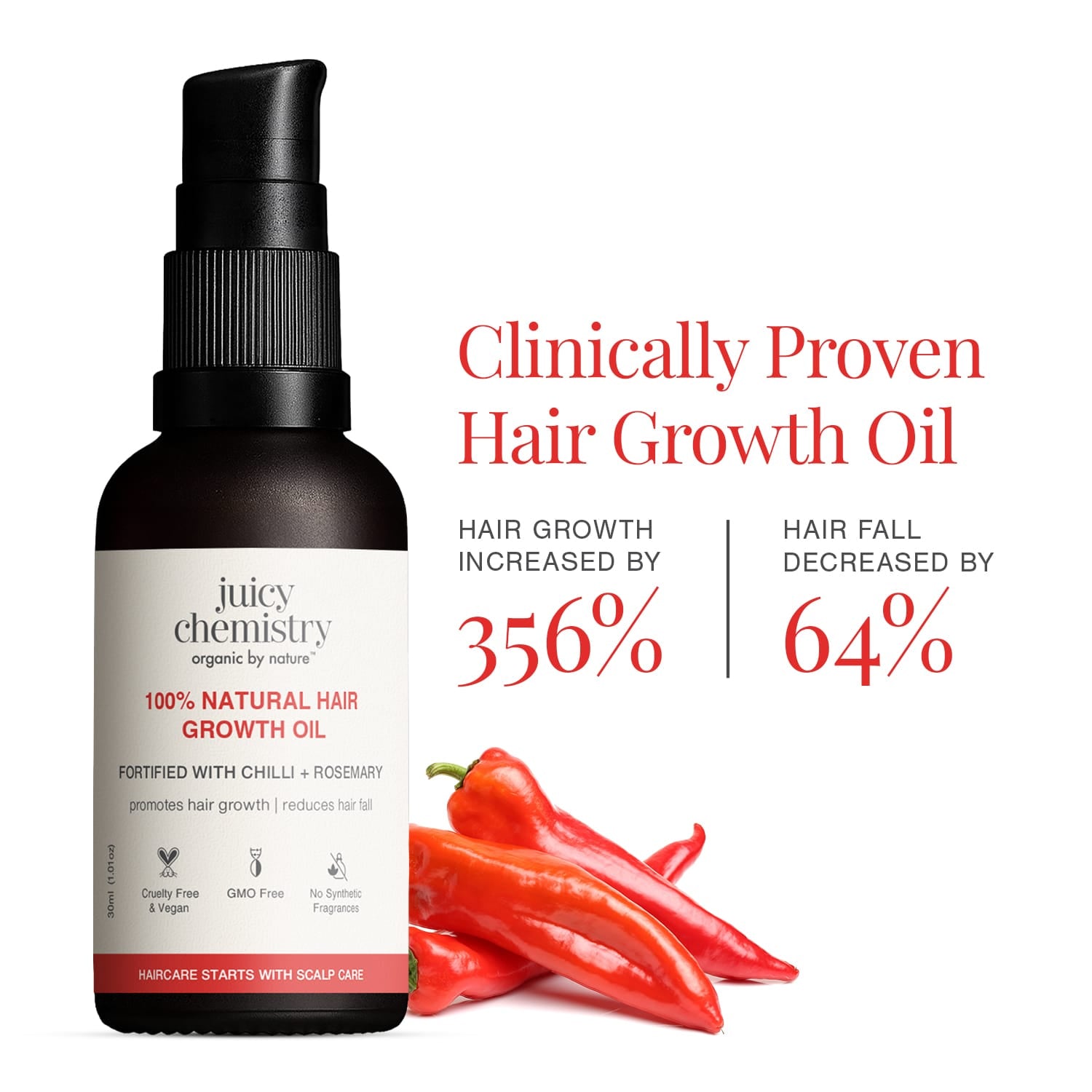 100% Natural Hair Growth Oil with Chilli + Rosemary