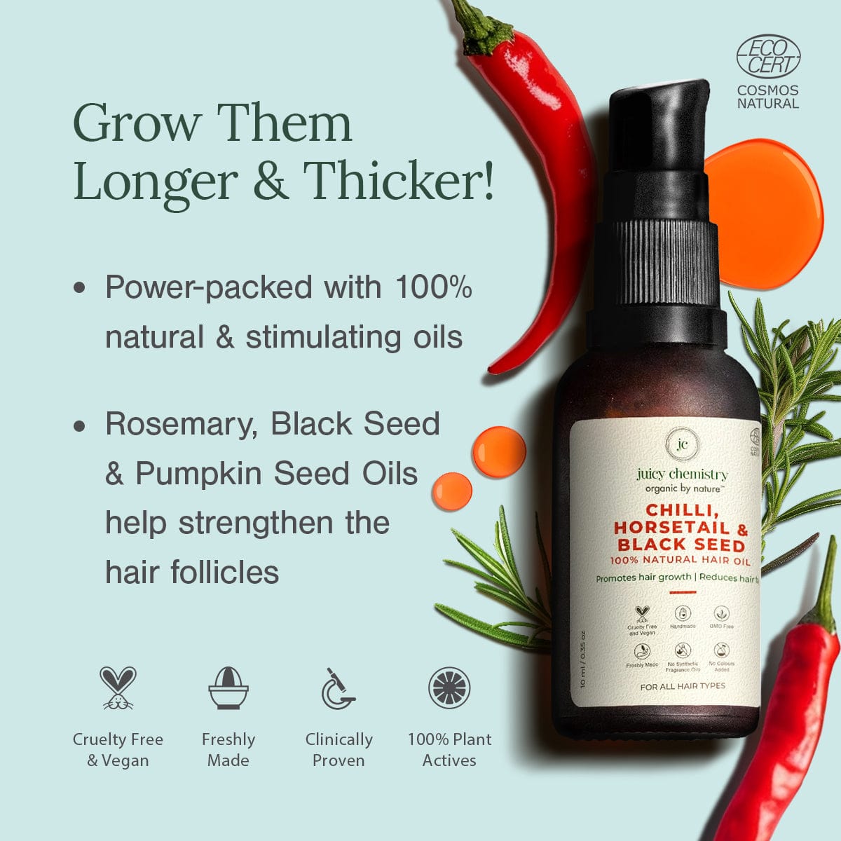 Chilli Horsetail and Black Seed Natural Hair Oil - Product Description Image