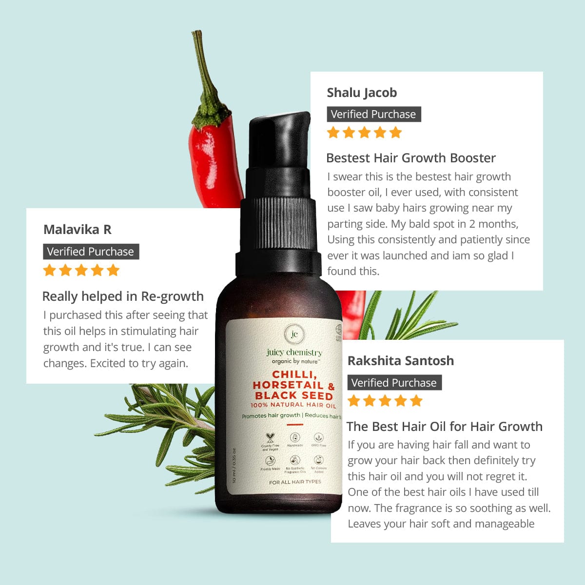 Chilli Horsetail and Black Seed Natural Hair Oil - Product Review Image