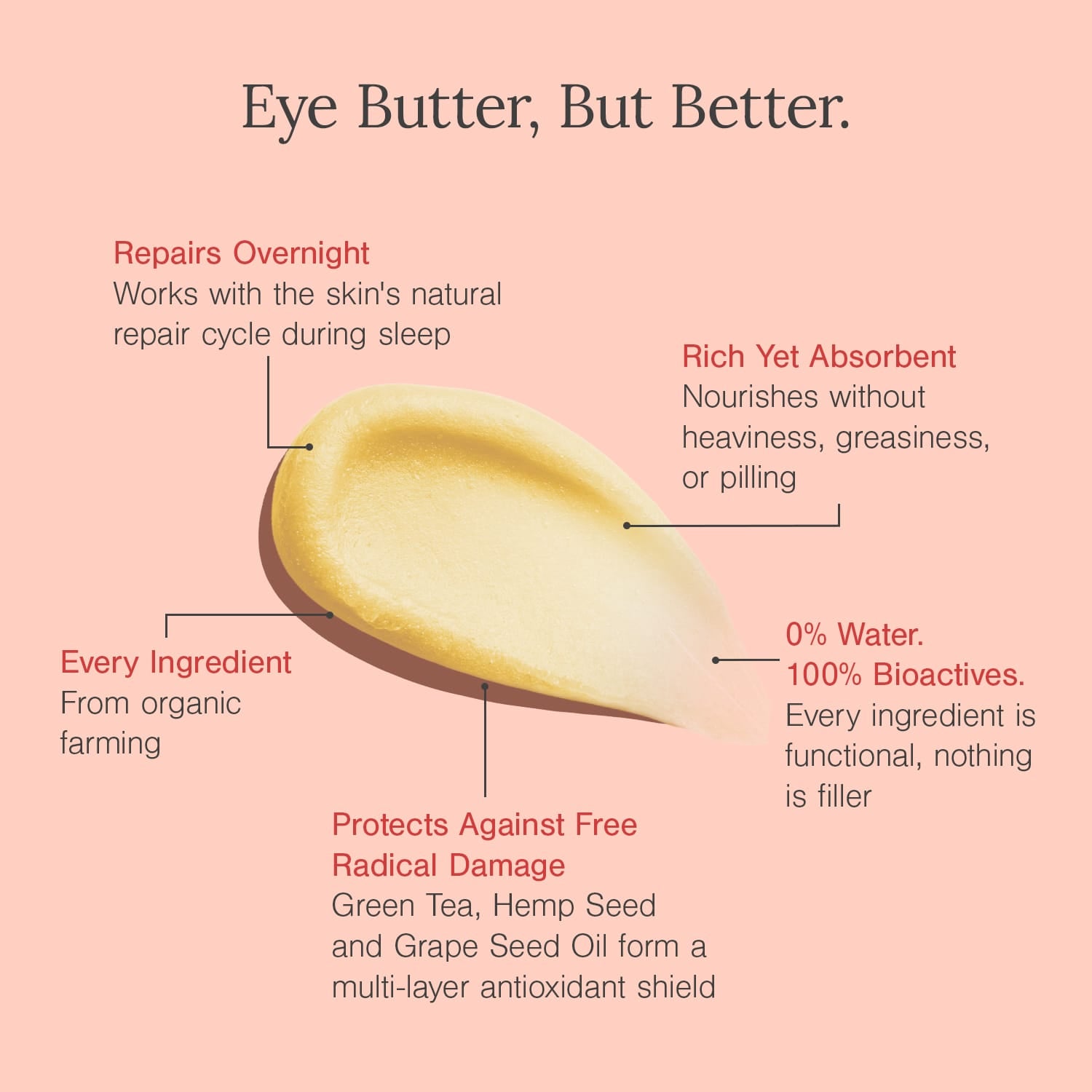 Organic Under Eye Repair Cream Fortified with Damask Rose + Coffee