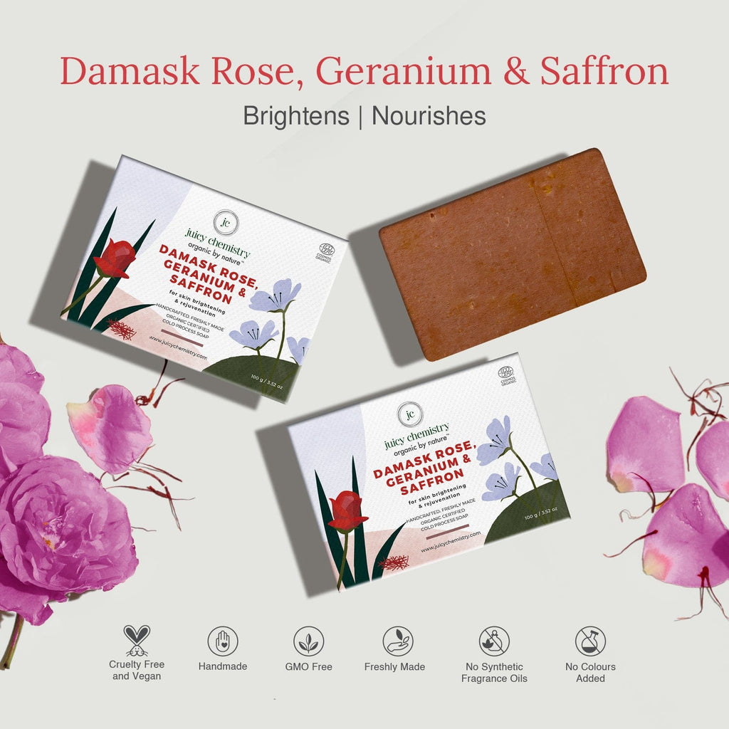 Damask Rose Geranium Saffron Soap Combo