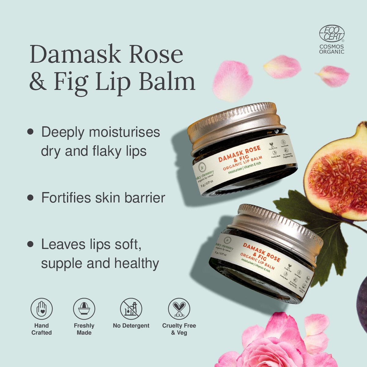 Damask Rose and Fig Organic Lip Balm - Product Features