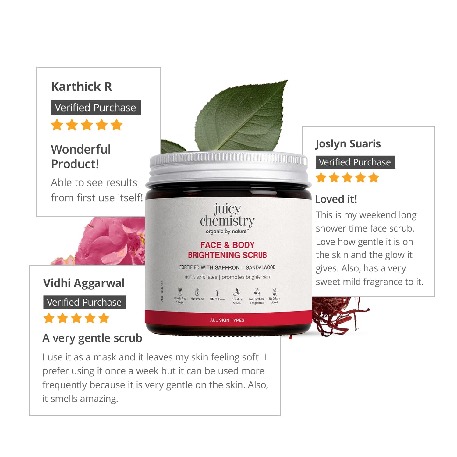 Face & Body Brightening Scrub Fortified with Saffron + Sandalwood