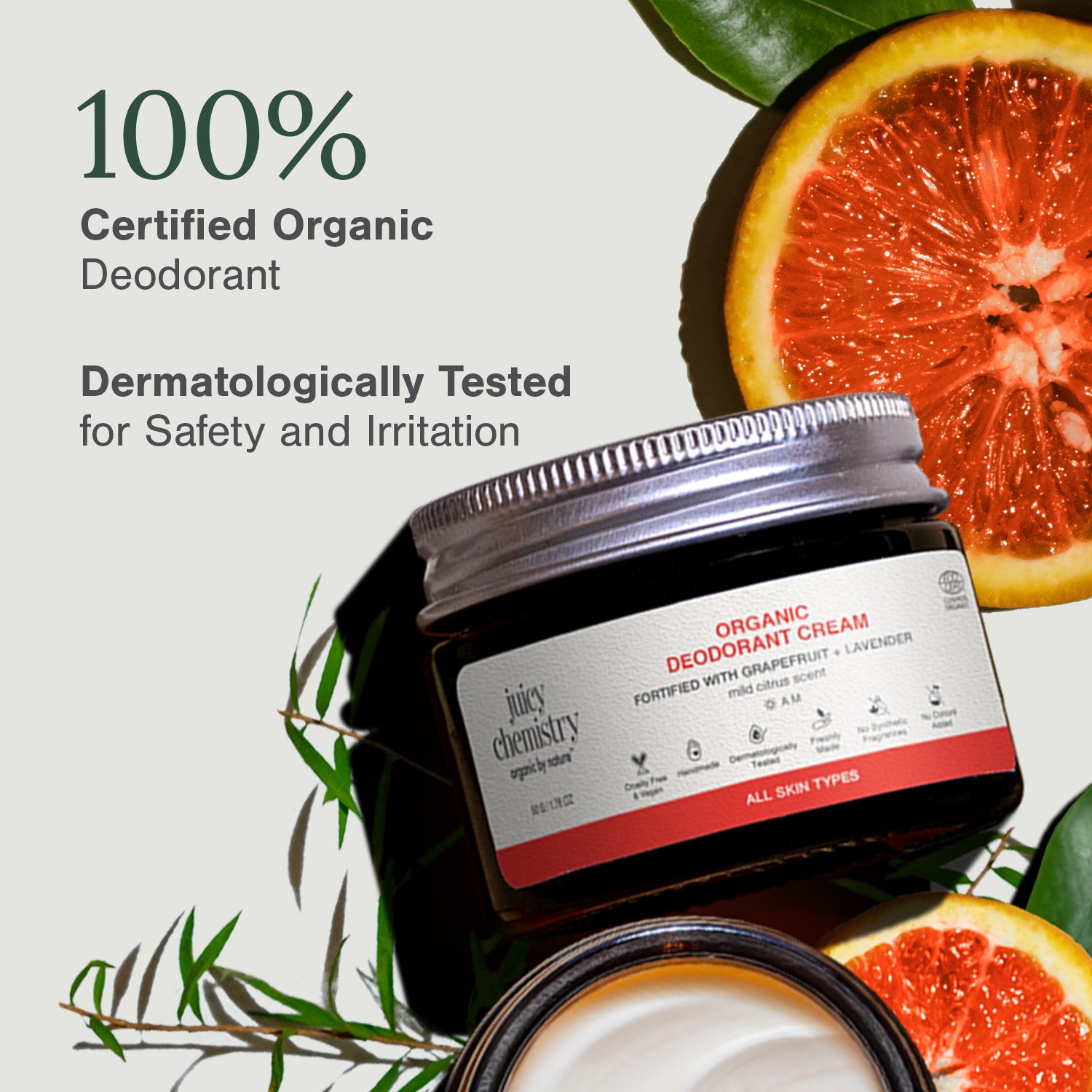 Grapefruit and Lavender Organic Deodorant Cream