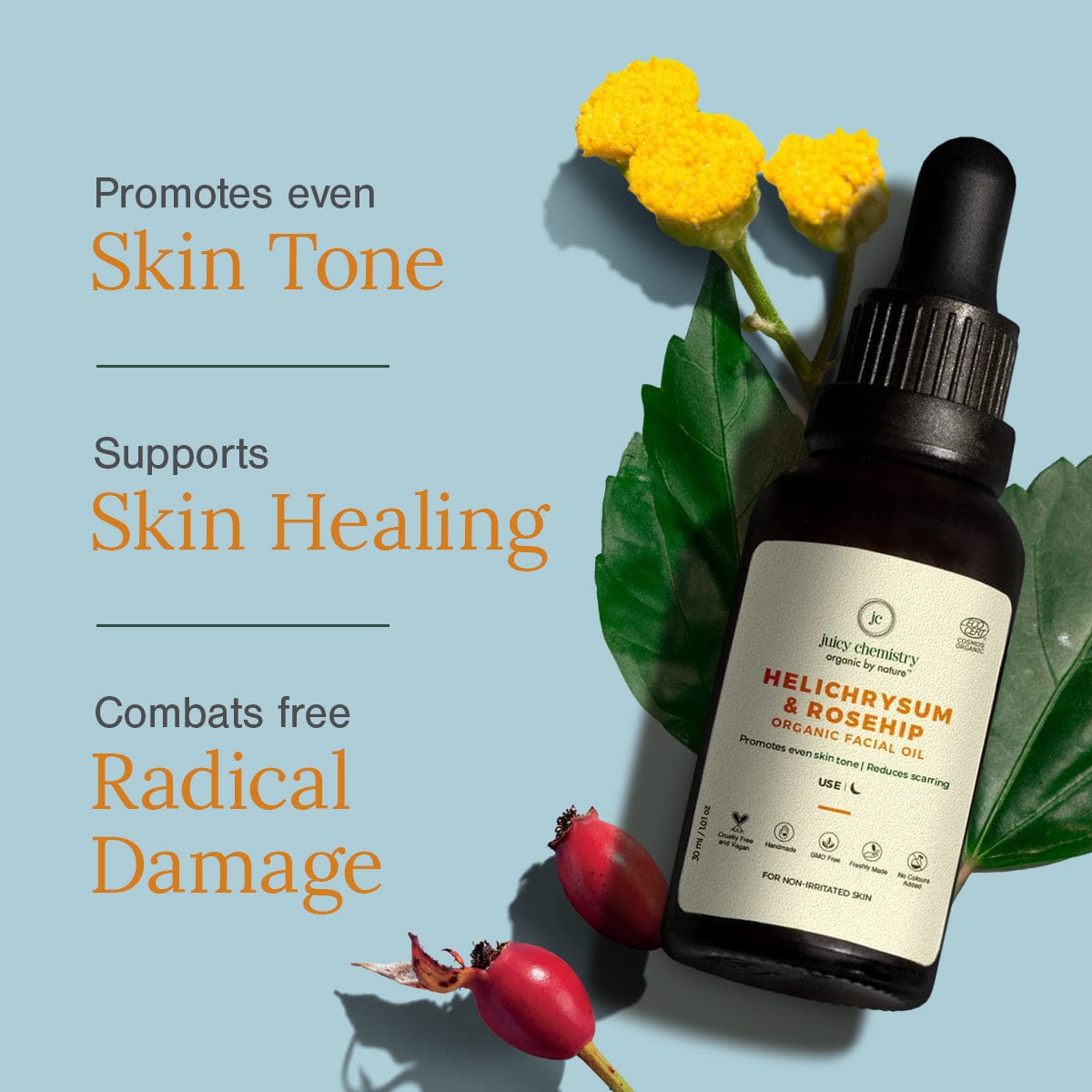 Helichrysum Rosehip Organic Facial Oil - Product Benefits 2