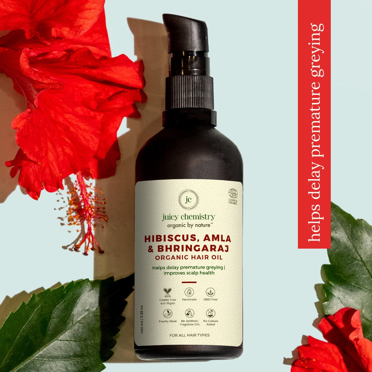 Hibiscus, Amla and Bhringaraj Organic Hair Oil