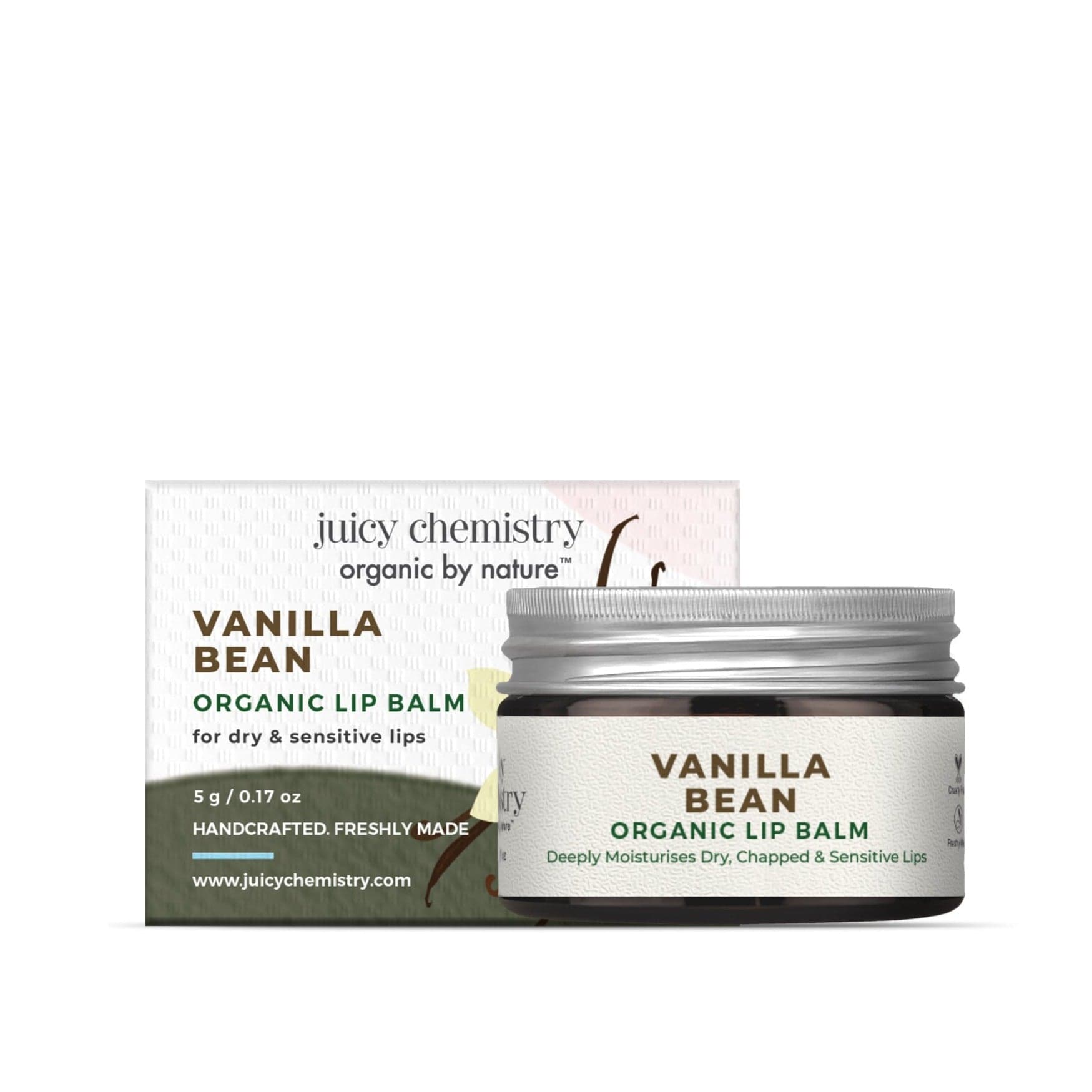 Vanilla Bean Organic Lip Balm for Dry, Chapped & Sensitive Lips