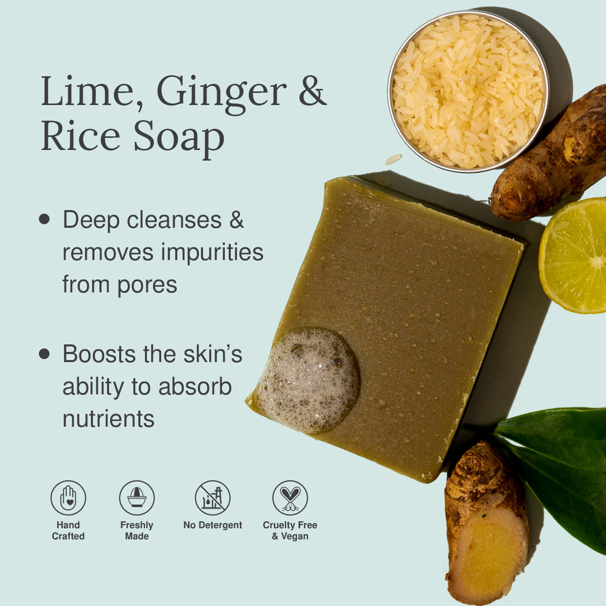 Lime, Ginger and Rice Soap