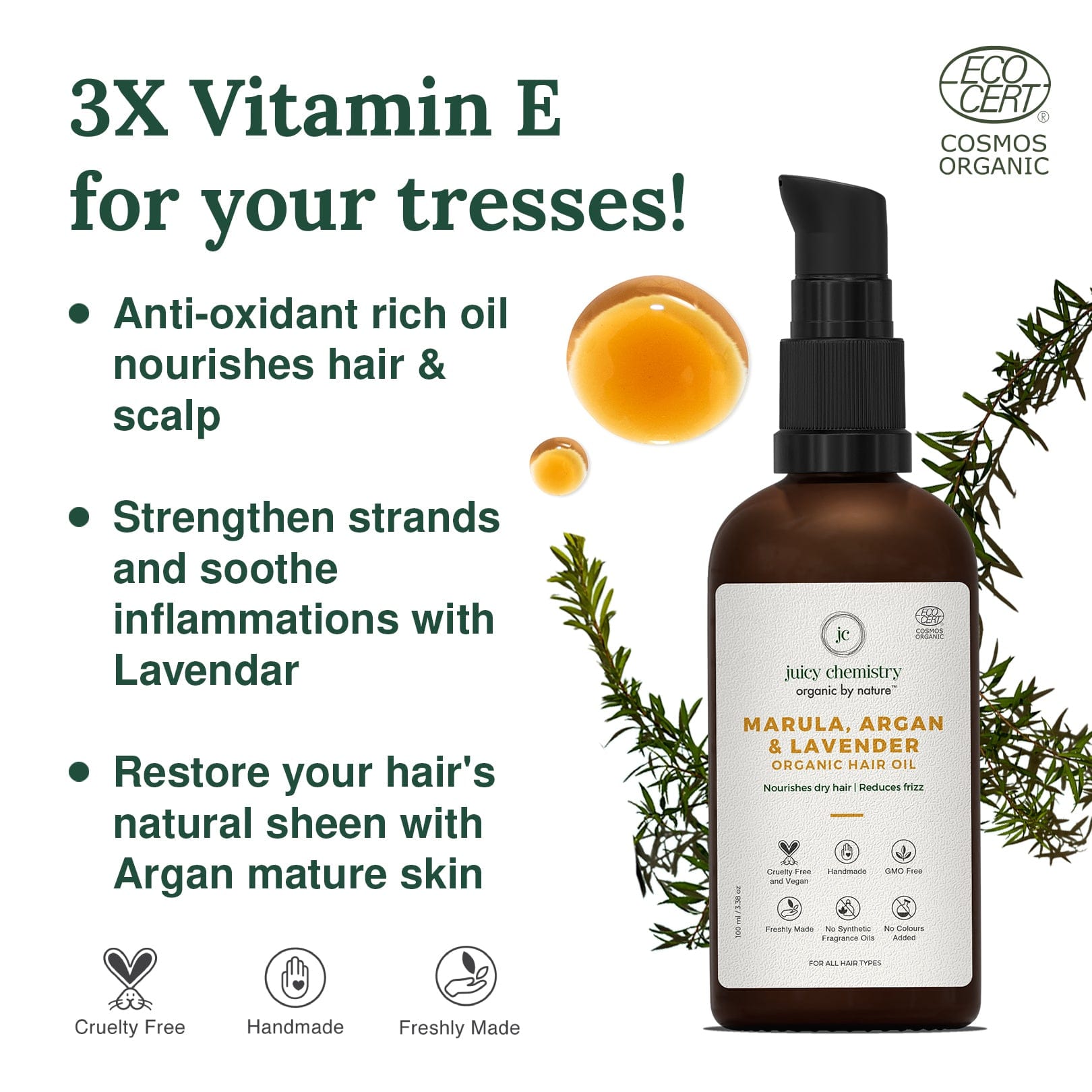 Marula, Argan and Lavender Organic Hair Oil - Product Benefits