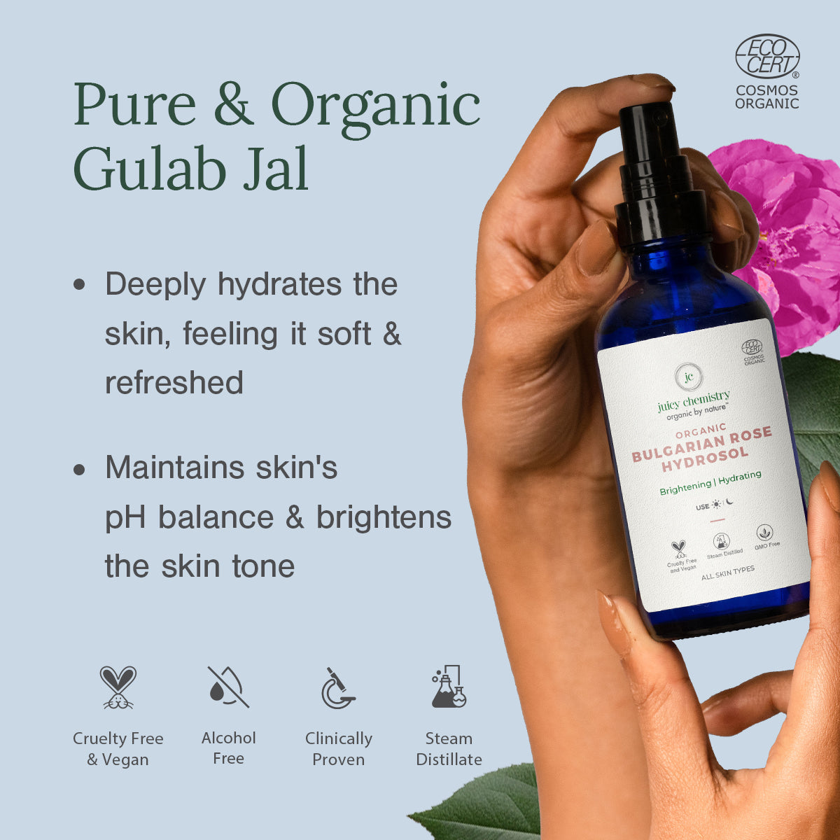 Organic Bulgarian Rose Water (Gulab Jal) Toner - Product Benefits