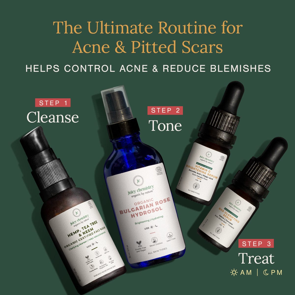 Organic and Naturally Activated Anti Acne Routine Kit