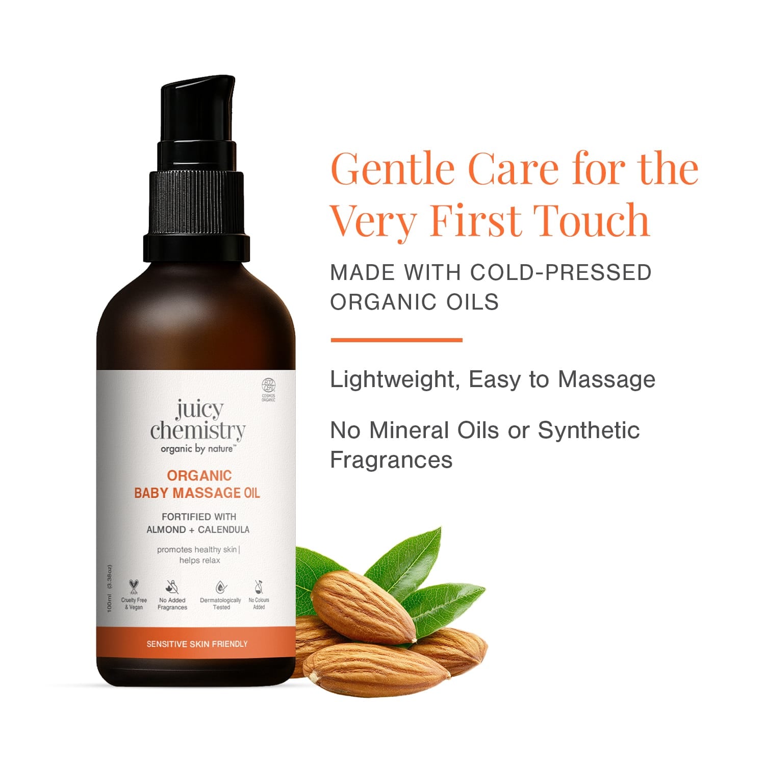 Organic Baby Massage Oil Fortified with Almond + Calendula