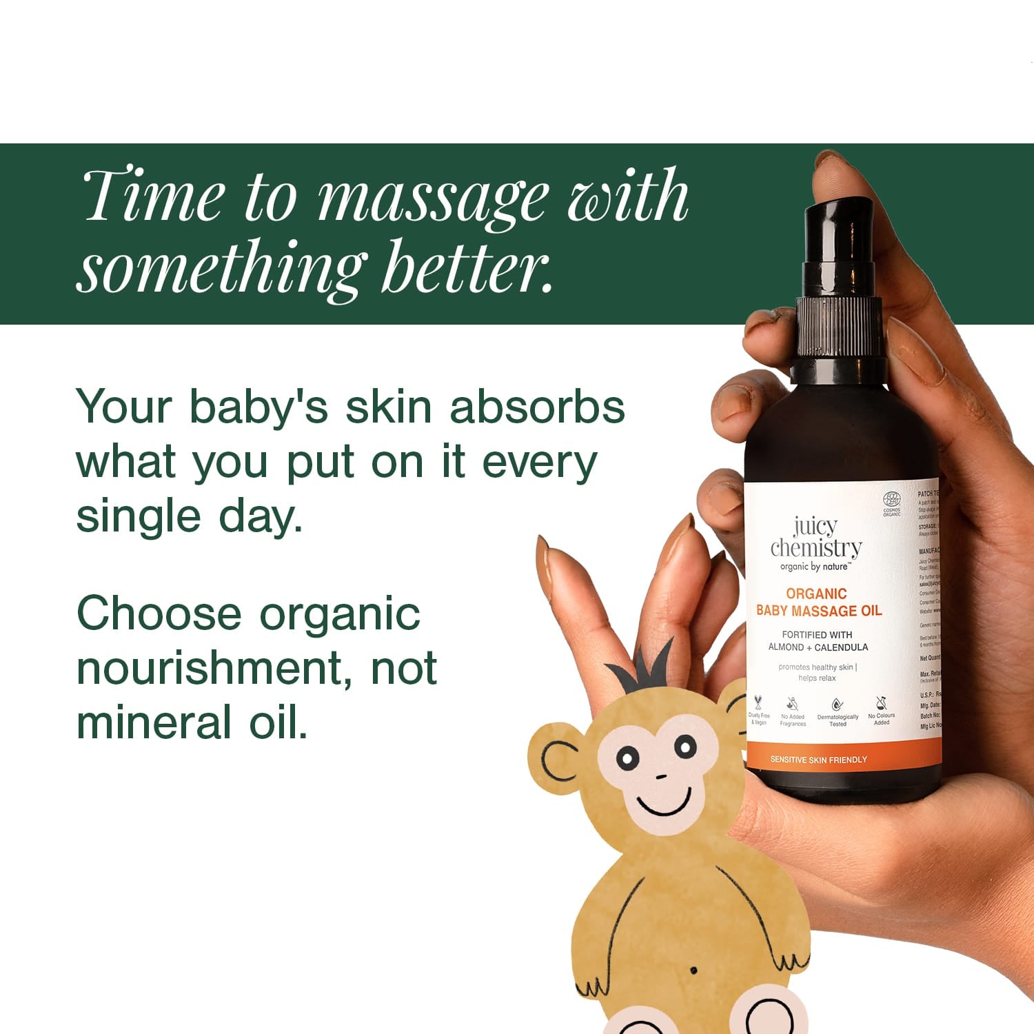 Organic Baby Massage Oil Fortified with Almond + Calendula