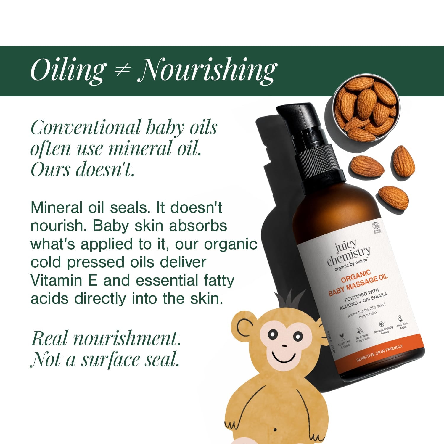 Organic Baby Massage Oil Fortified with Almond + Calendula