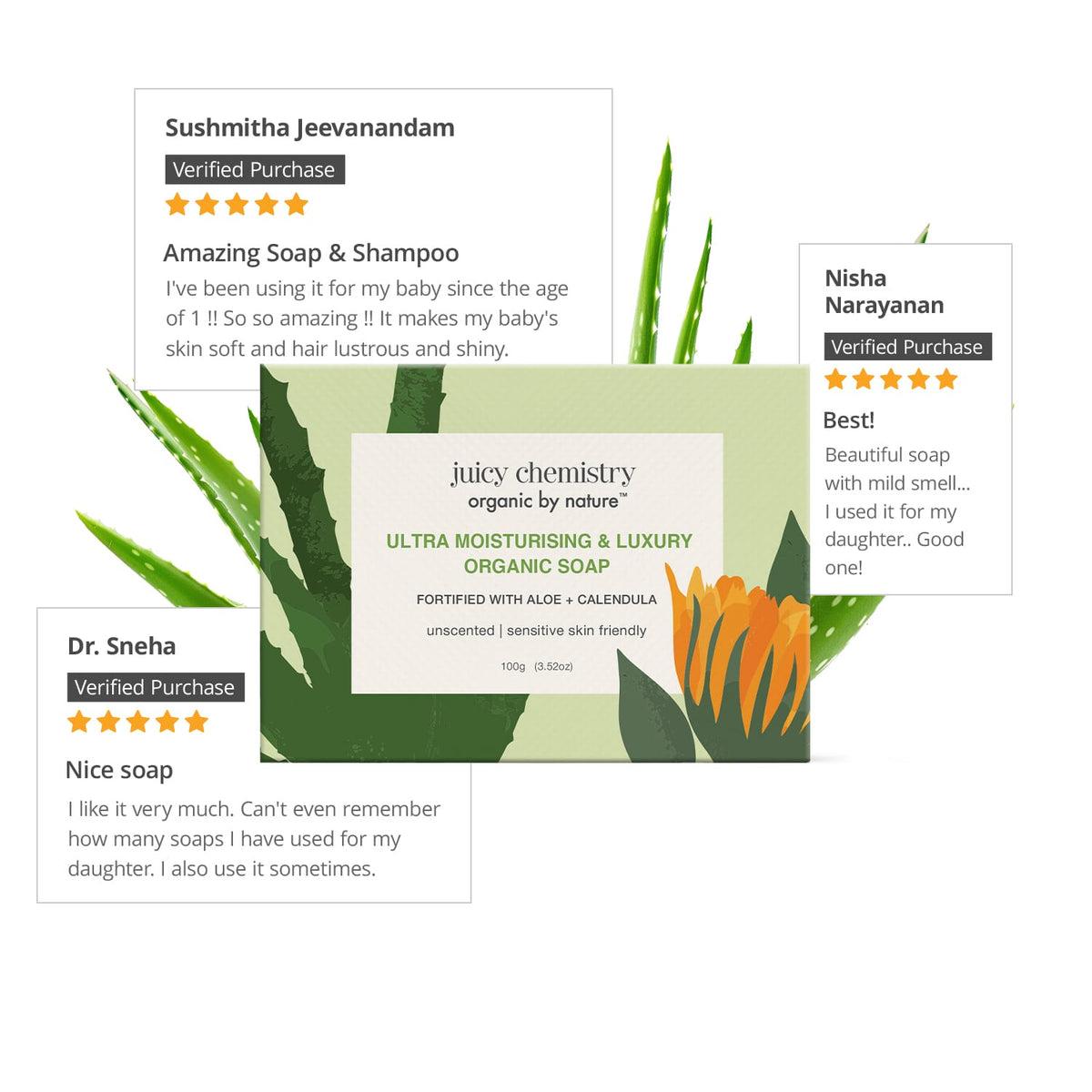 Ultra Moisturising & Luxury Organic Soap Fortified with Aloe + Calendula