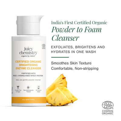 Certified Organic Brightening Enzyme Cleanser Fortified with Rice + Hydrolysed Wheat Protein
