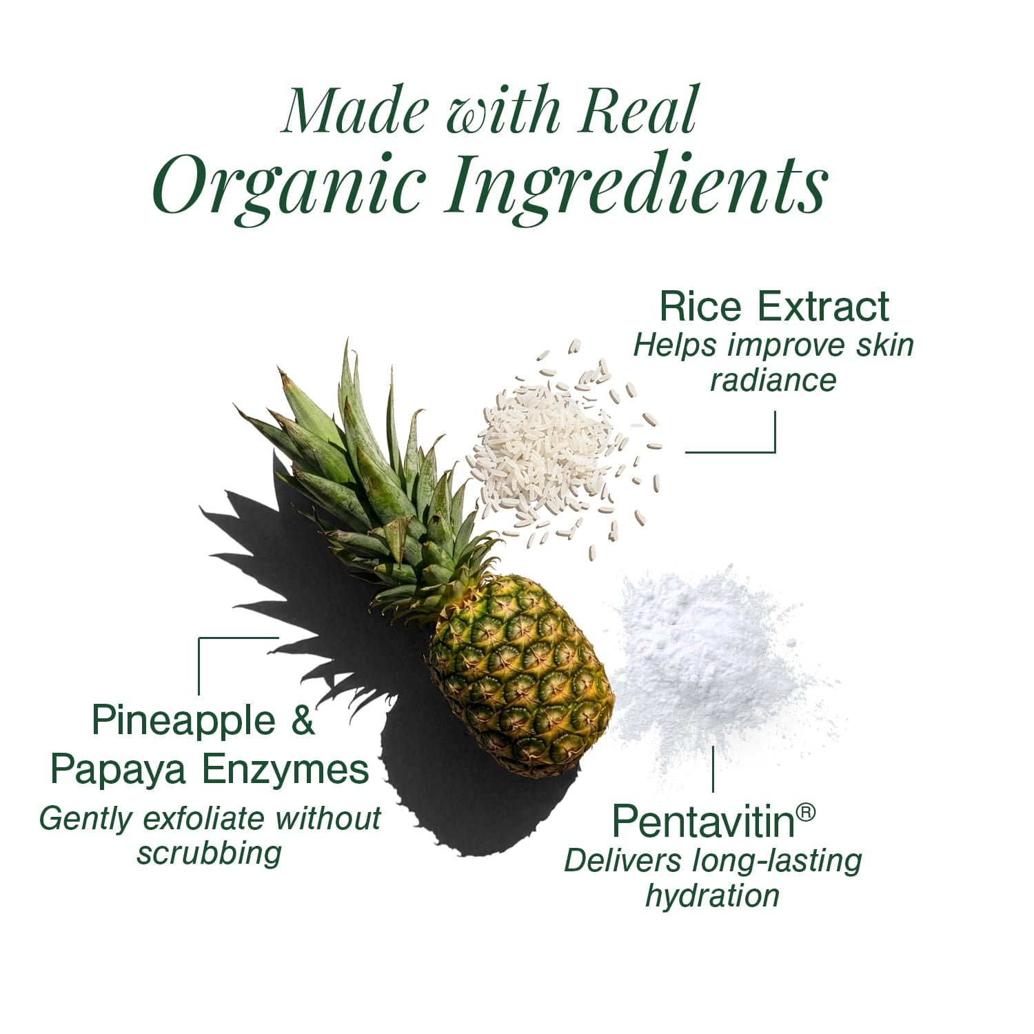 Certified Organic Brightening Enzyme Cleanser Fortified with Rice + Hydrolysed Wheat Protein