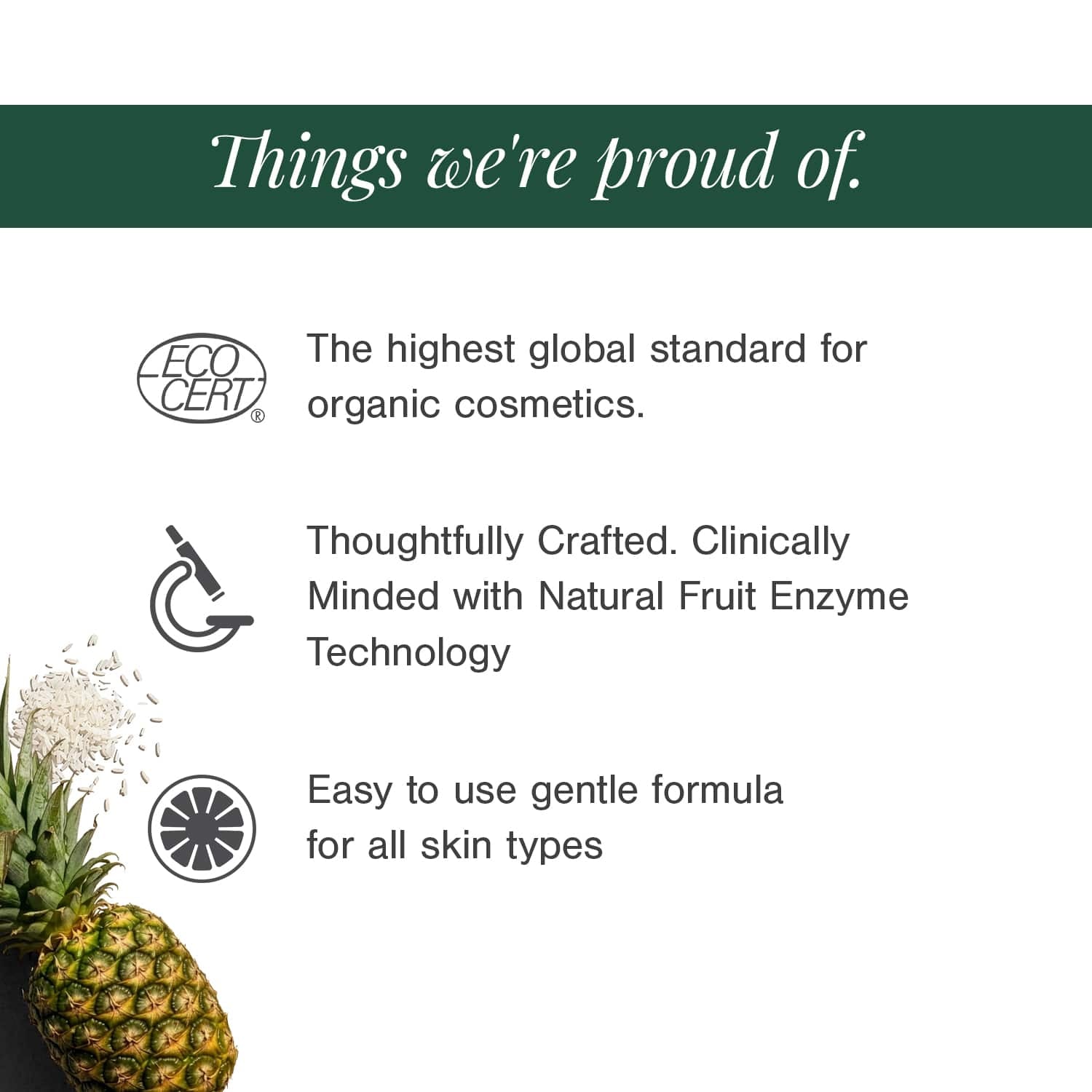 Certified Organic Brightening Enzyme Cleanser Fortified with Rice + Hydrolysed Wheat Protein