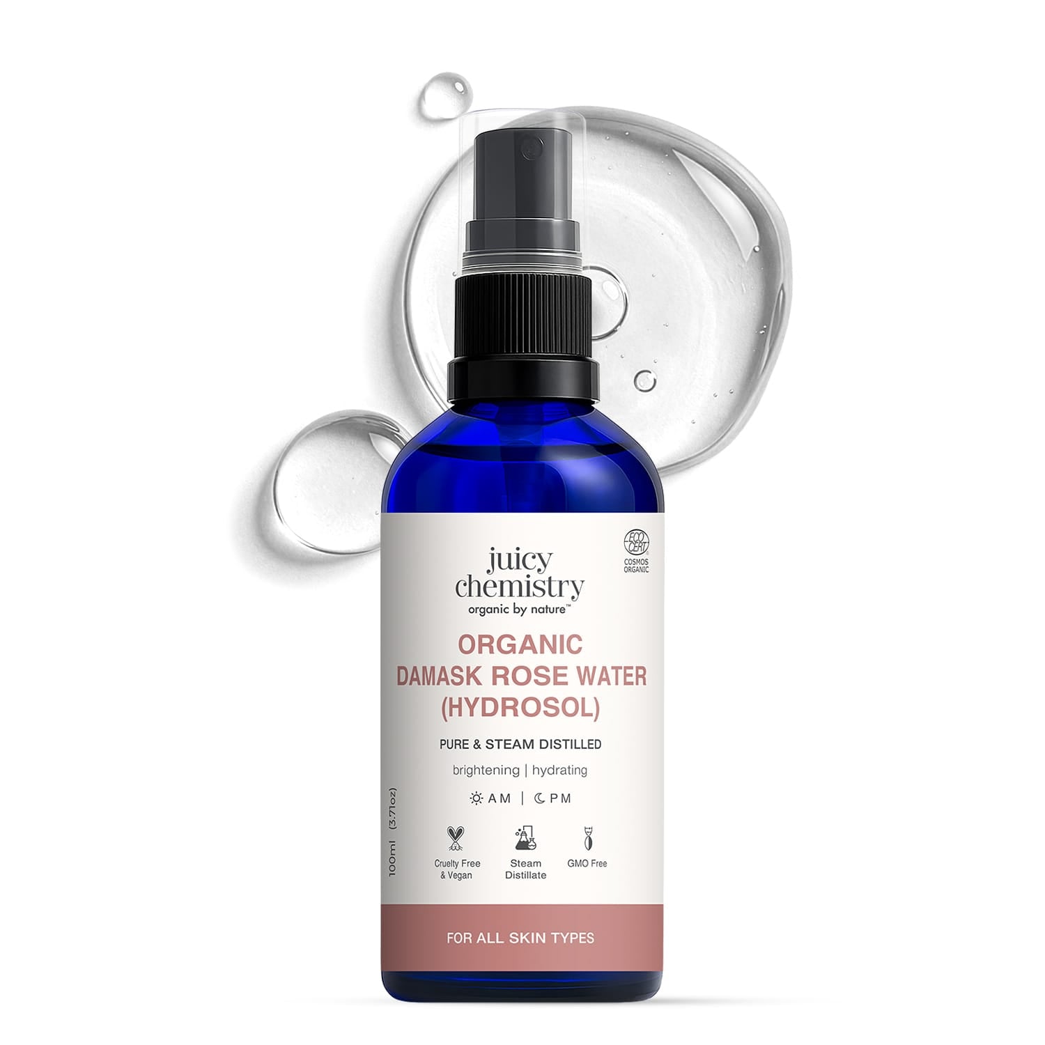Organic Damask Rose Water (Hydrosol)