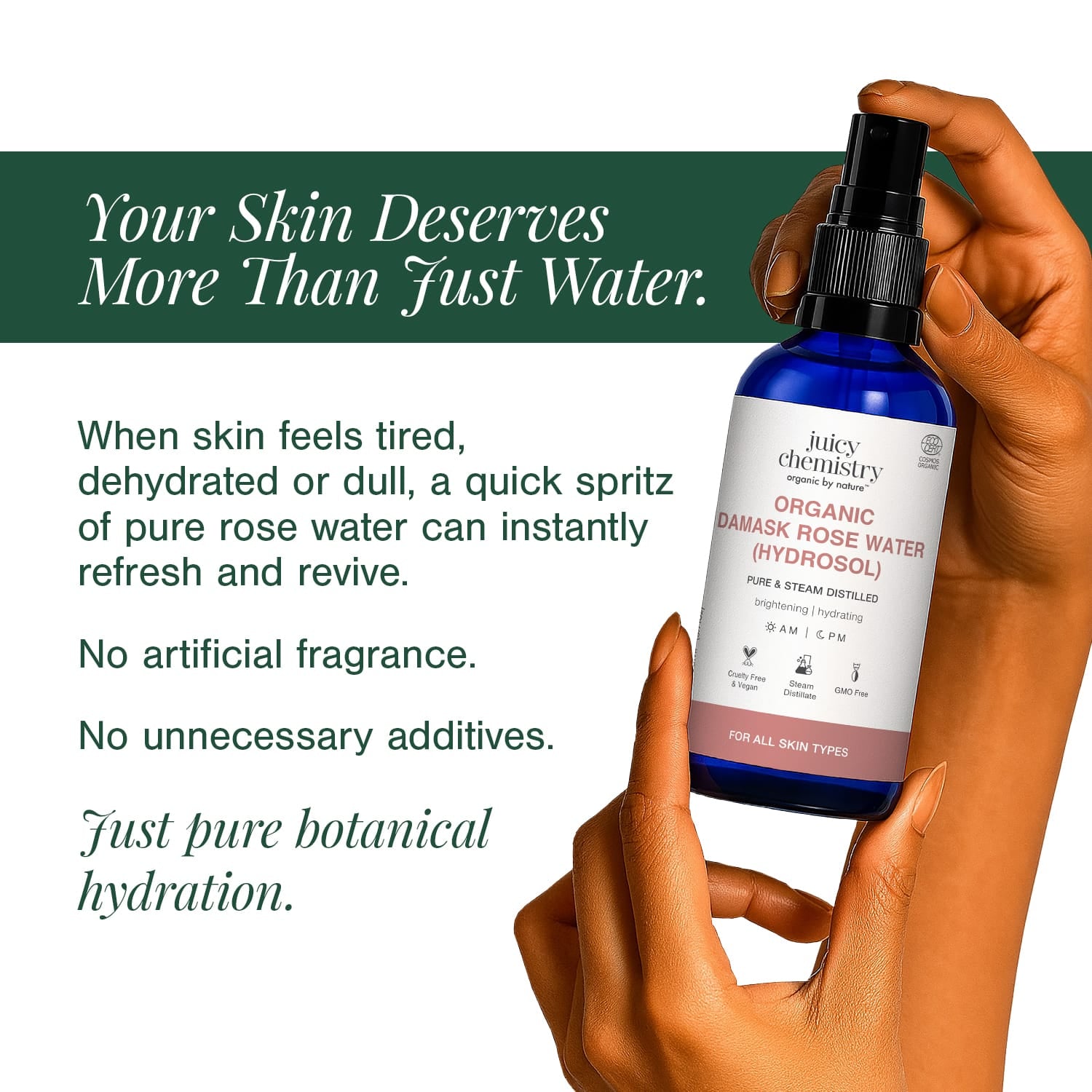 Organic Damask Rose Water (Hydrosol)